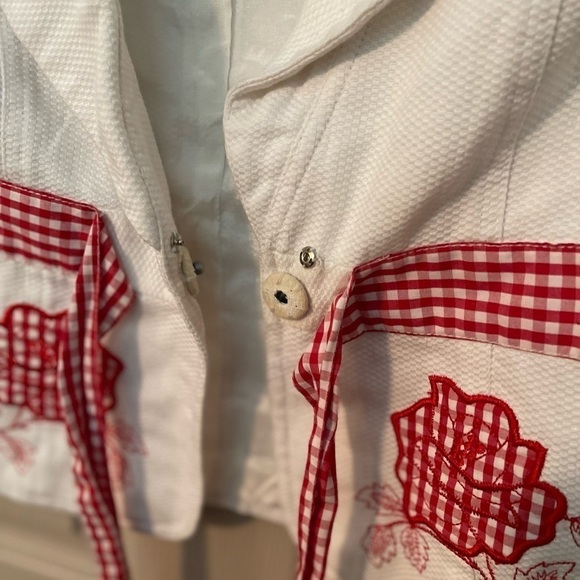 Betsey Johnson off white blazer with red gingham trim. Y2K - Picture 11 of 14